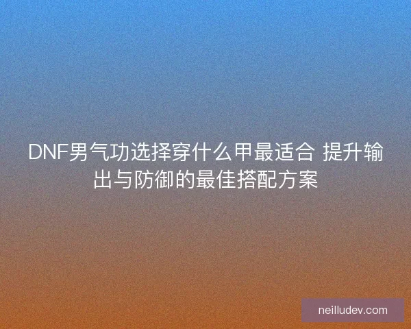 DNF男气功选择穿什么甲最适合 提升输出与防御的最佳搭配方案